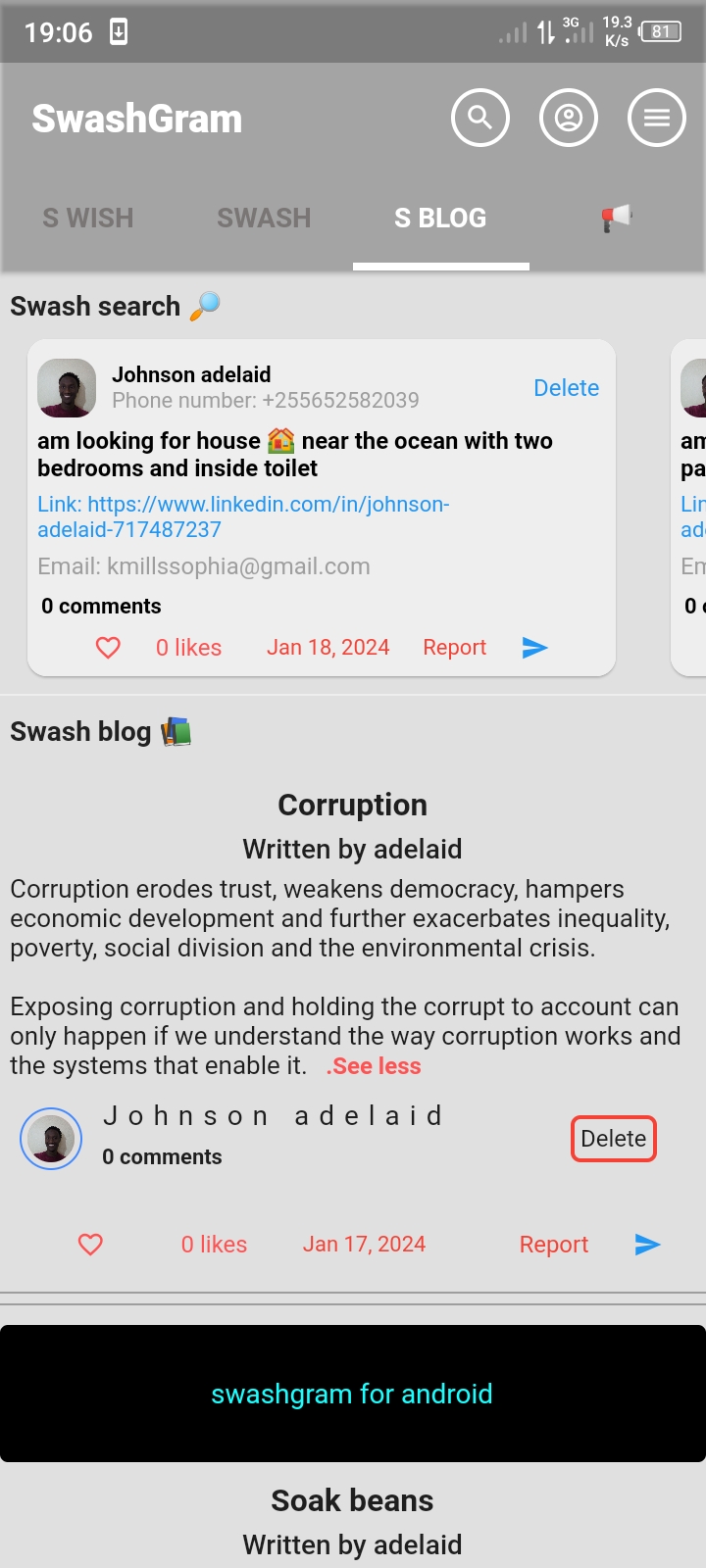 Swashgram App Screenshot