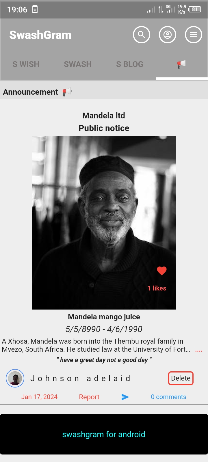 Swashgram App Screenshot